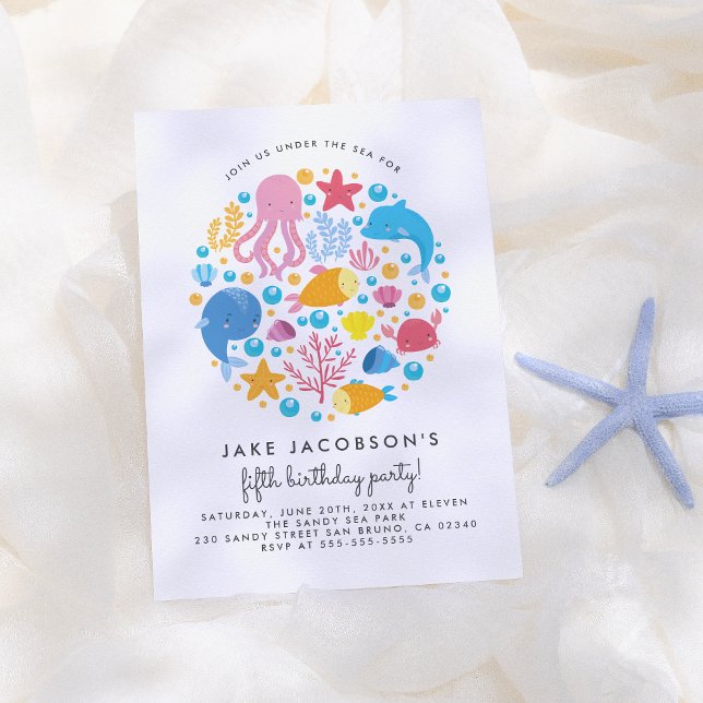 Invitación Cute Under the Sea Creaturas Fiesta de cumpleaños (Subido por el creador)