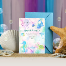 Cute Under the Sea Diaper Raffle Ticket Card