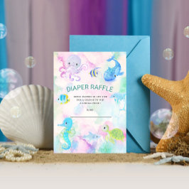 Invitación Cute Under the Sea Diaper Raffle Ticket Card