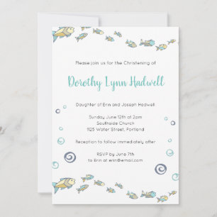 Invitación Cute Under the Sea Fish Baptism Christening