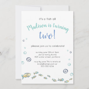 Invitación Cute Under the Sea Fish Birthday Invitation