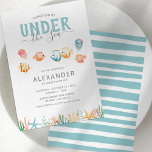 Invitación Cute Under the Sea Kids Birthday<br><div class="desc">Invitaciones para el cumpleaños de los niños con temática oceánica con un fondo blanco simple,  peces tropicales acuarelas,  estrellas de mar,  medusas y plantas marinas,  y una moderna plantilla de celebración de cumpleaños "debajo del mar" que es fácil de personalizar.</div>