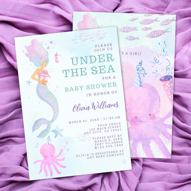 Invitación Cute Under the Sea Mermaid Baby Shower (Subido por el creador)
