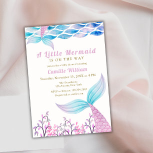 Invitación Cute Under the Sea Mermaid Tail Baby Shower