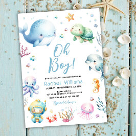 Invitación Cute Under the Sea Oh Boy Baby Shower