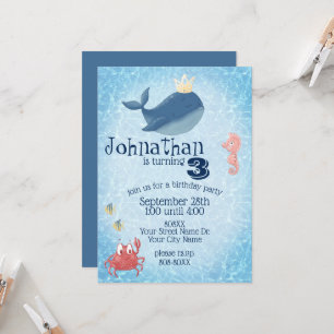 Invitación Cute Under the Sea Whale con corona