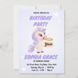 Invitación Cute Unicorn Birthday Invitation