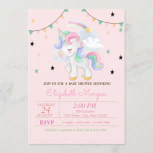 Invitación Cute Unicorn, estrellas invitadas a Baby Shower