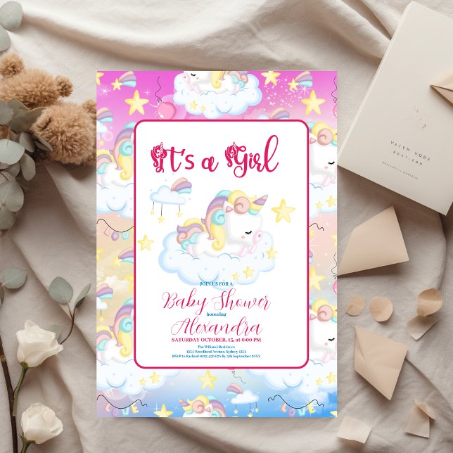 Invitación Cute Unicorn Rainbow Baby Shower (Subido por el creador)