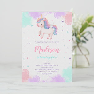 Invitación Cute Unicornio cumpleaños Magico Unicornio