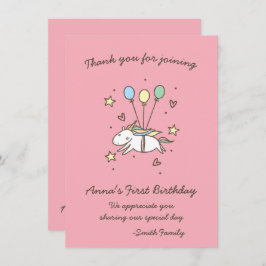 Invitación Cute unicornio en las risas. Cumpleaños. Gracias.