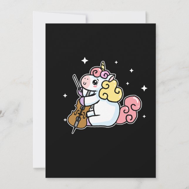Invitación Cute Unicornio jugando Cello Cello Lover Gift (Anverso)