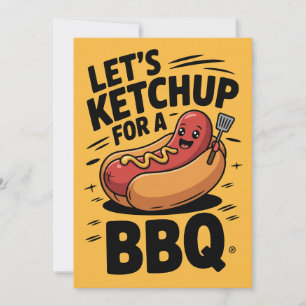 Invitación Cute, vamos a Ketchup Fiesta de barbacoa