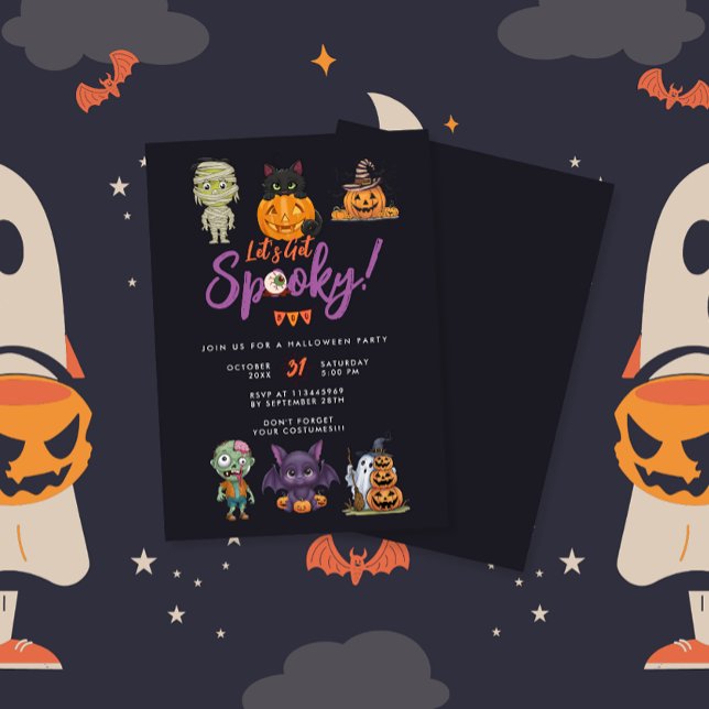 Invitación Cute, vamos a tener una fiesta de Halloween púrpur (Subido por el creador)