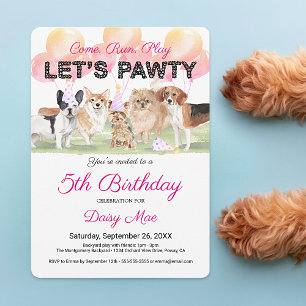 Invitación Cute, vamos al partido de cumpleaños del perro Per