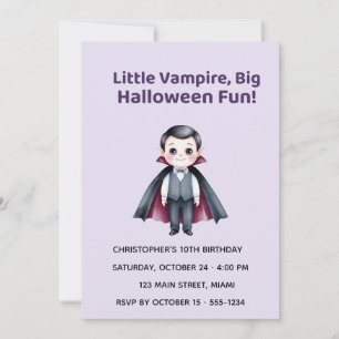 Invitación Cute Vampire Halloween Birthday Invitation