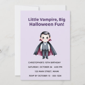 Invitación Cute Vampire Halloween Birthday Invitation