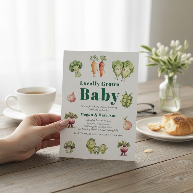 Invitación Cute Vegetable Baby Shower Invitation with QR rsvp (Subido por el creador)