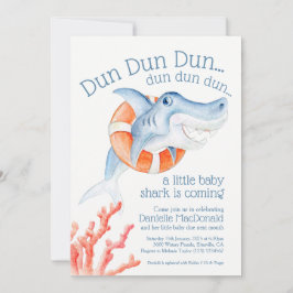 Invitación Cute vida salvaje bebé tiburón acuarela ducha bebé