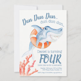 Invitación Cute vida salvaje cumpleaños de bebé tiburón acuar
