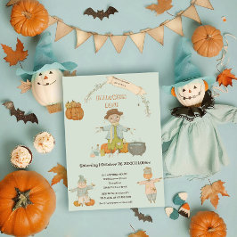 Invitación Cute Vintage scarecrow halloween bash
