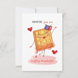 Invitación Cute Waffle Character Small Traditional Valentine 
