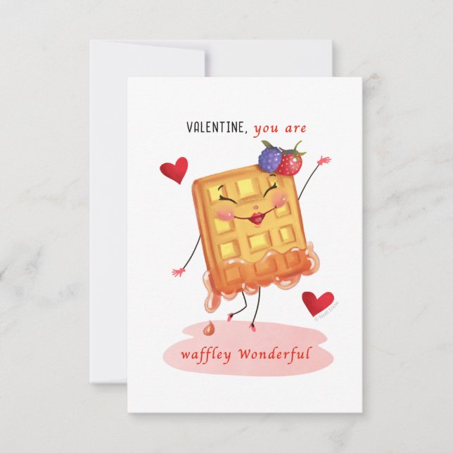 Invitación Cute Waffle Character Small Traditional Valentine  (Anverso)