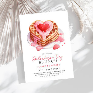 Invitación Cute Waffles Valentines Galentines Brunch