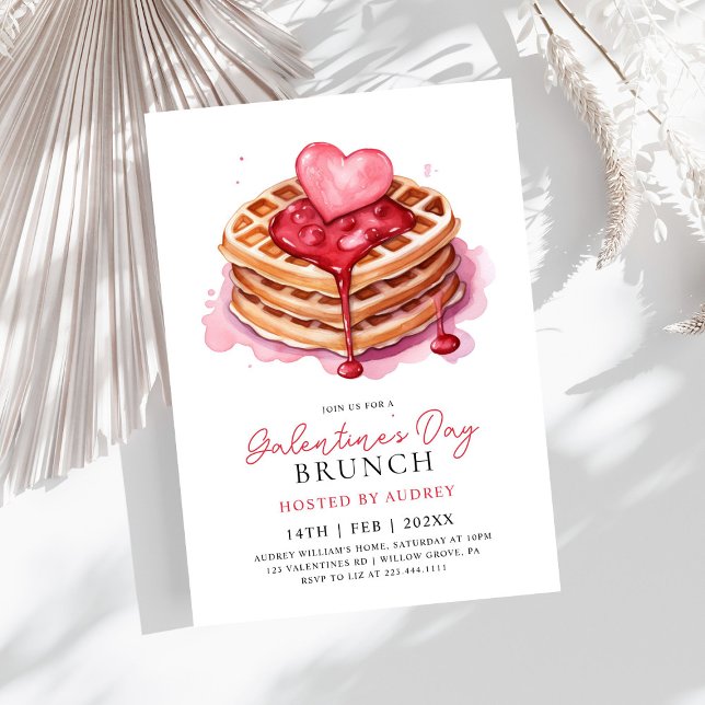 Invitación Cute Waffles Valentines Galentines Brunch (Subido por el creador)