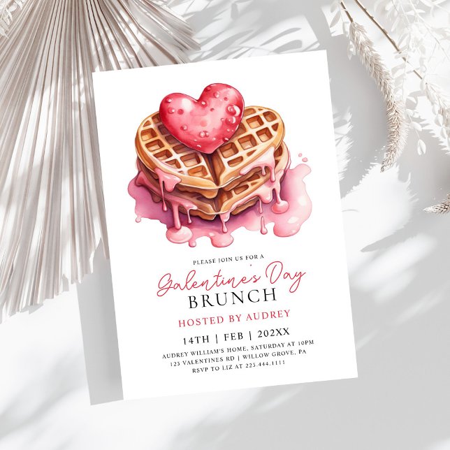 Invitación Cute Waffles Valentines Galentines Brunch (Subido por el creador)