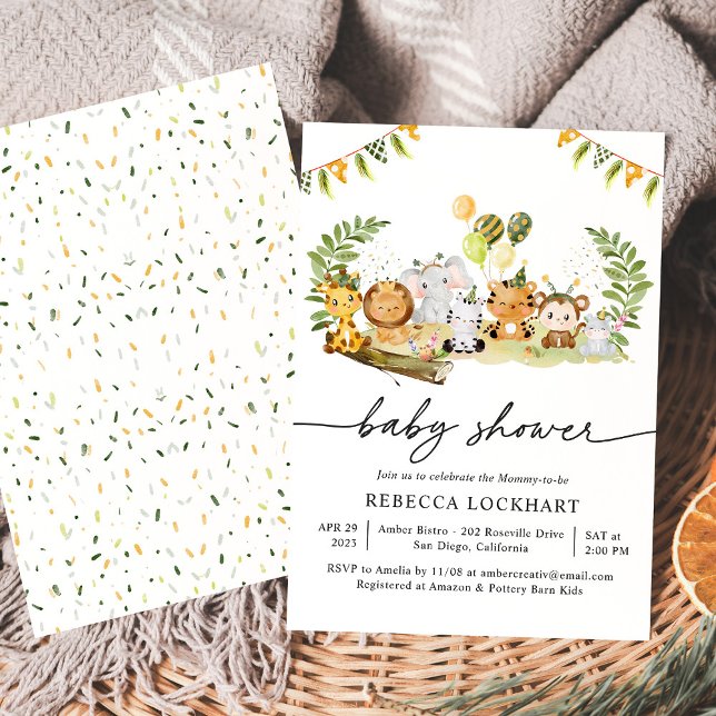 Invitación Cute Watercolor Animals Baby Shower (Subido por el creador)