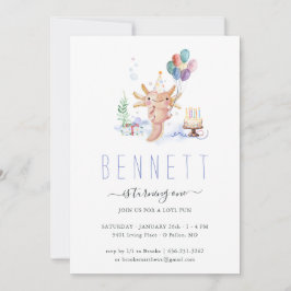 Invitación Cute Watercolor Axolotl Fiesta de cumpleaños