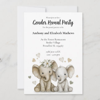 Invitación Cute Watercolor Baby Boy & Girl with Hearts