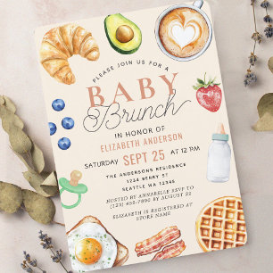 Invitación Cute Watercolor Baby Brunch Baby Shower