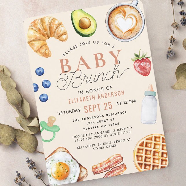 Invitación Cute Watercolor Baby Brunch Baby Shower (Subido por el creador)