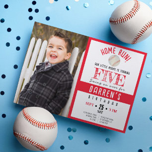 Invitación Cute Watercolor Baseball Photo Birday