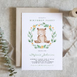 Invitación Cute Watercolor Bear Bear Woodland Kids Cumpleaños<br><div class="desc">Invite a su familia y amigos a su evento con la invitación de cumpleaños del personalizable. Cuenta con un oso bebé acuarela en una zona verde con una vegetación que combina la vegetación y un patrón floral. Personalice esta invitación de cumpleaños de oso agregando los detalles del evento. Esta invitación...</div>
