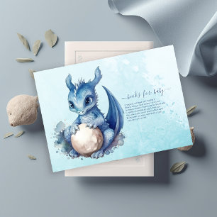 Invitación Cute Watercolor Blue Dragon Baby Shower