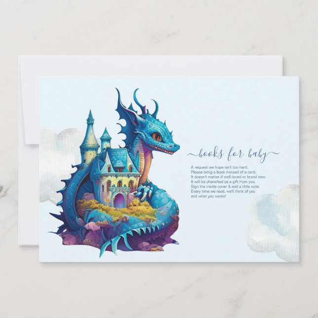 Invitación Cute Watercolor Blue Dragon Baby Shower (Anverso)
