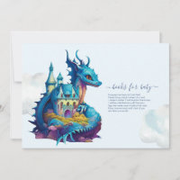 Cute Watercolor Blue Dragon Baby Shower