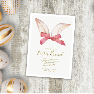 Invitación Cute Watercolor Bunny Floral Easter Brunch