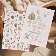 Cute Watercolor Bunny Género Neutral Baby Shower