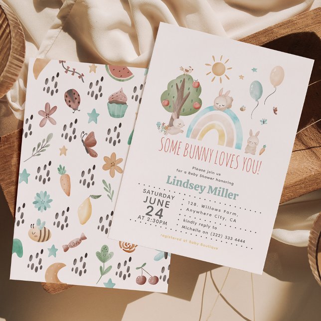Invitación Cute Watercolor Bunny Género Neutral Baby Shower (Subido por el creador)