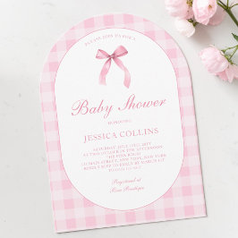 Invitación Cute Watercolor Coquette Pink Bow Girl Baby Shower