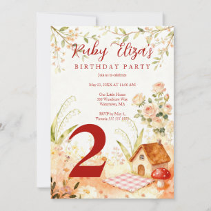 Invitación Cute Watercolor Cottagecore Child Birthday 