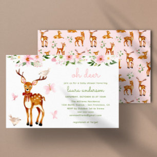 Invitación Cute Watercolor Deer Woodland Baby Shower