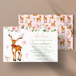 Invitación Cute Watercolor Deer Woodland Baby Shower