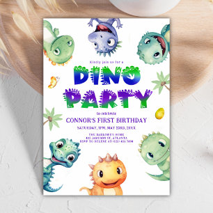 Invitación Cute Watercolor Dinosaur Primer Partido de Cumplea