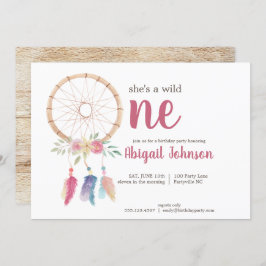 Invitación Cute Watercolor Dreamcatcher Primer Cumpleaños