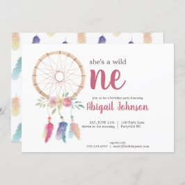 Invitación Cute Watercolor Dreamcatcher Primer Cumpleaños